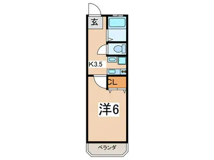 ガーデン山マンション(1K/3階)の間取り写真