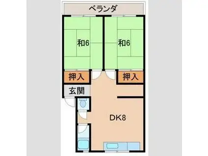 グリーンハイツ向陽(2DK/5階)の間取り写真