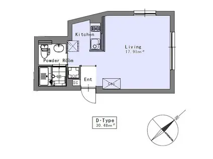 EXAM不動前(1K/2階)の間取り写真