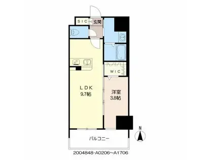 ジェイグランコート大濠公園(1LDK/7階)の間取り写真