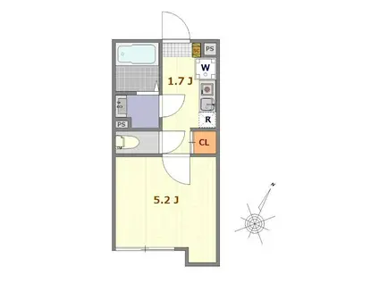 ヴァンガードハイツ東村山(1K/1階)の間取り写真