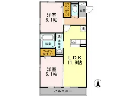グラシューズ(2LDK/3階)の間取り写真