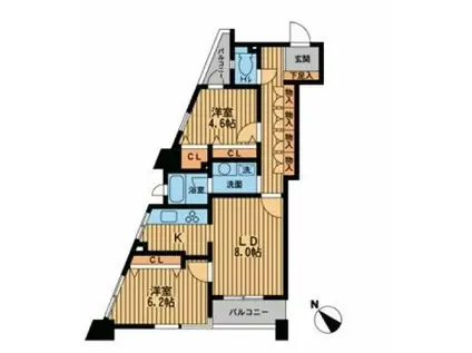 プライムアーバン新川(2LDK/8階)の間取り写真