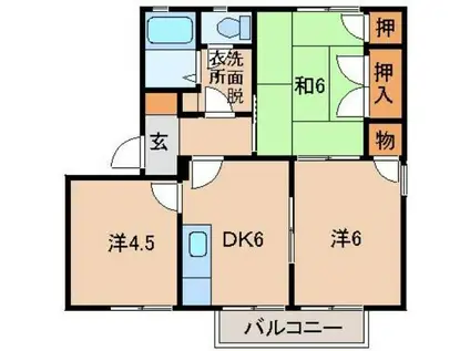 マイルドディアスきし(3DK/2階)の間取り写真