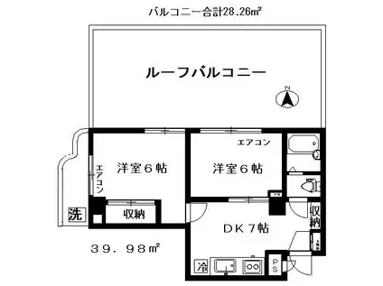 ハイコーポ明大前(2DK/6階)の間取り写真