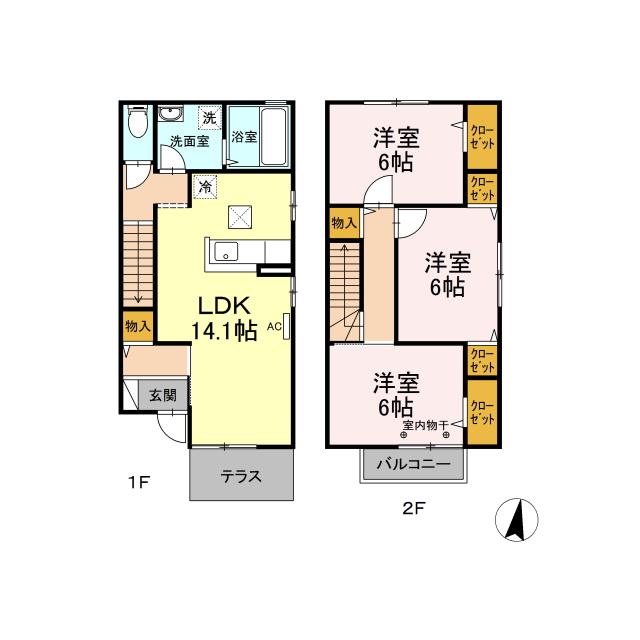 D-ROOMパレス.ボナール211(3LDK/1階)の間取り写真