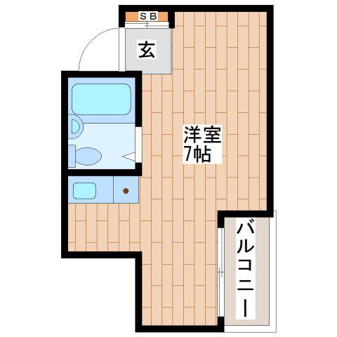 ハイツ南の風(ワンルーム/3階)の間取り写真