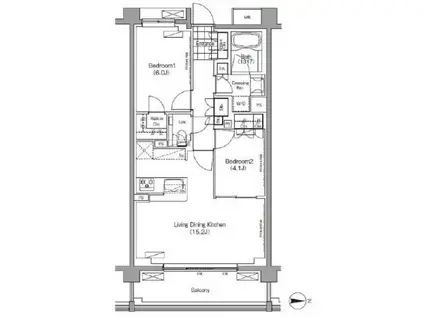 プレジリア代々木大山町(2LDK/2階)の間取り写真