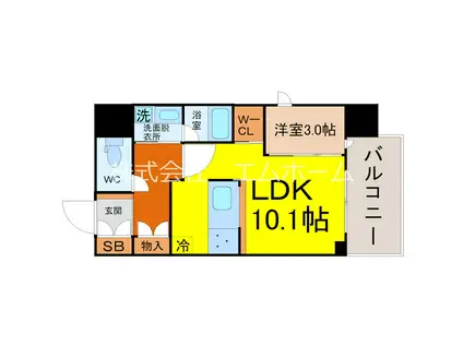 スリーアイランドタワー名駅太閤通(1LDK/7階)の間取り写真