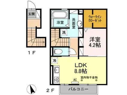 GROW NEXT II(1LDK/2階)の間取り写真