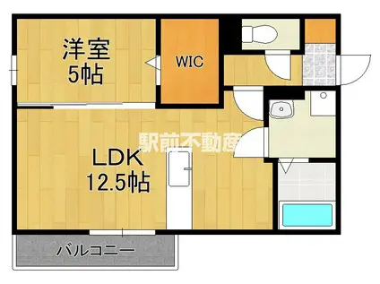 LUSSO V(1LDK/3階)の間取り写真