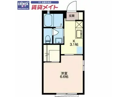 グランシャリオ(1K/1階)の間取り写真