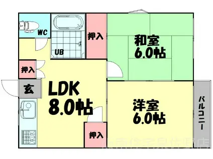 YAMAGUCHIハイツ(2LDK/2階)の間取り写真