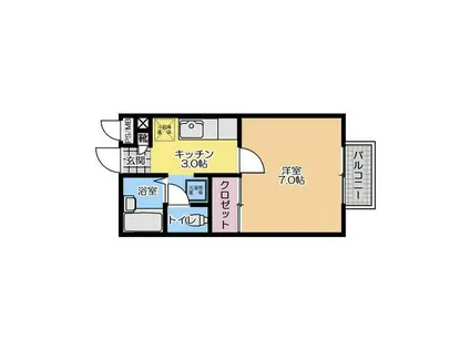 カルナ横浜(1K/2階)の間取り写真