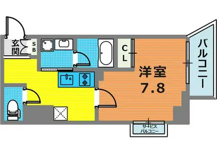 グランボヌール(1K/6階)の間取り写真