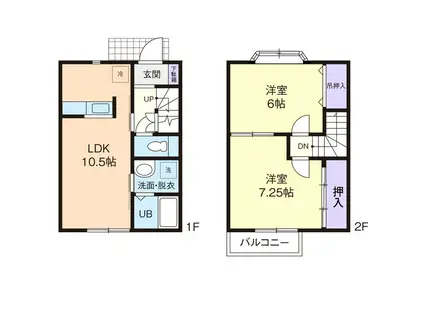 CASA FELICE C(2LDK/1階)の間取り写真