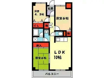 プエオテラス(3LDK/2階)の間取り写真