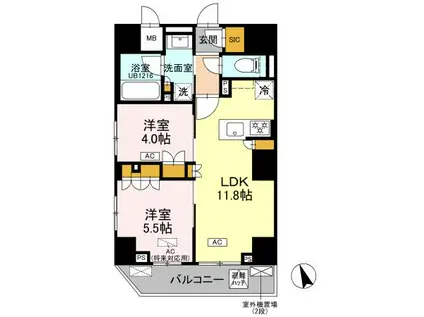 リーラ品川戸越(2LDK/15階)の間取り写真