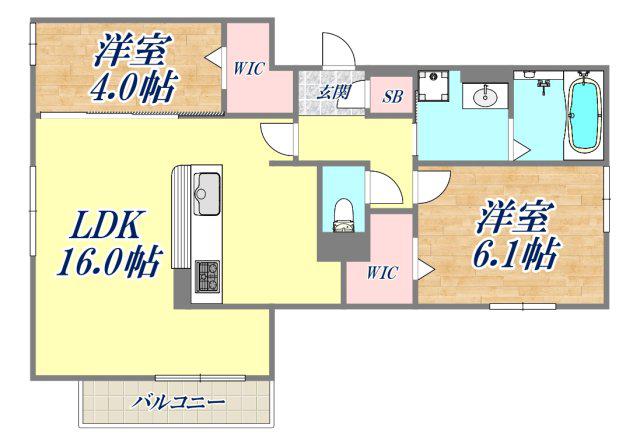 D-RESIDENCE上甲子園(2LDK/1階)の間取り写真