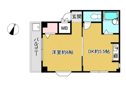 記田ハイツ(1DK/3階)の間取り写真