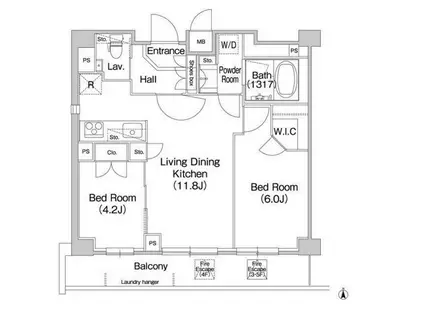 コンフォリア駒場(2LDK/4階)の間取り写真