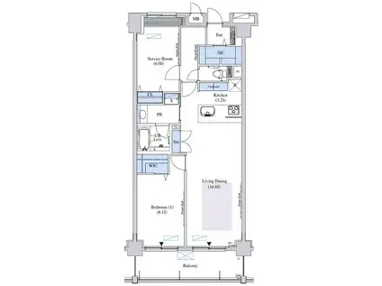 ロイヤルパークス武蔵小杉(1SLDK/3階)の間取り写真