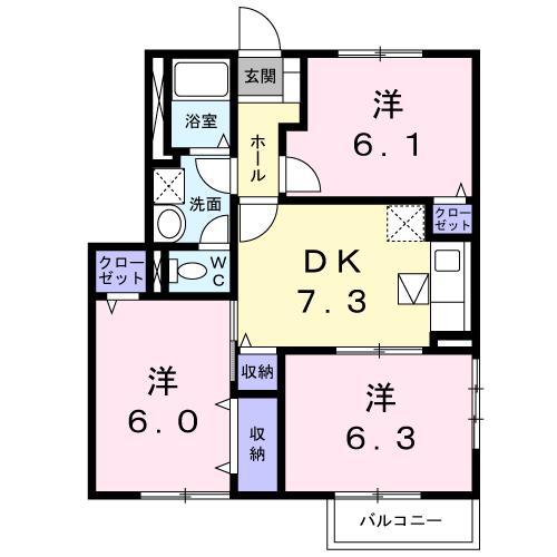 メゾンメールB(3DK/1階)の間取り写真