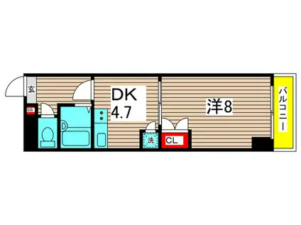 レジデンスクラモト(1DK/2階)の間取り写真