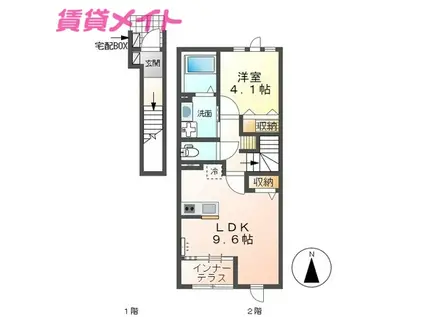 ラ シャンブル(1LDK/2階)の間取り写真