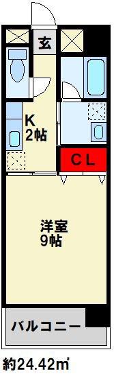 ミッドヒル本城(1K/3階)の間取り写真