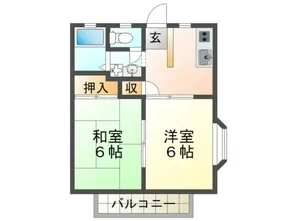 YZハイツ(2DK/2階)の間取り写真