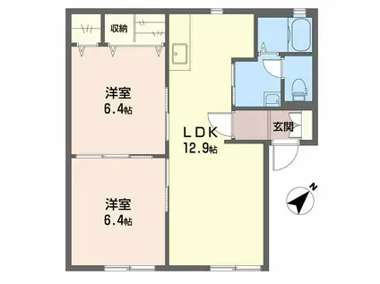 シンシア向山(2LDK/1階)の間取り写真