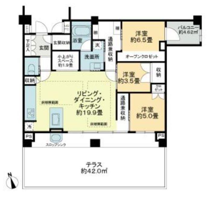 フェリスコート自由が丘(3LDK/1階)の間取り写真