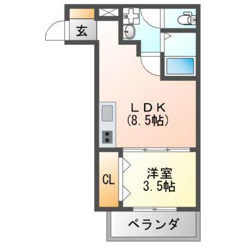 FSTYLE藤井寺道明寺2号館(1LDK/1階)の間取り写真