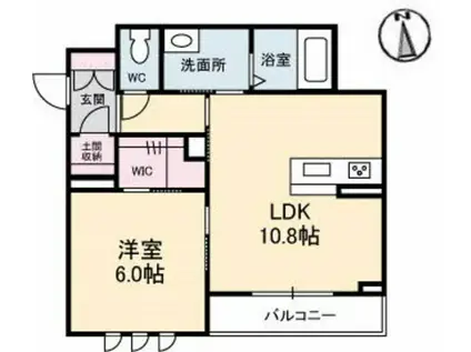 クレストヴェールII(1LDK/1階)の間取り写真