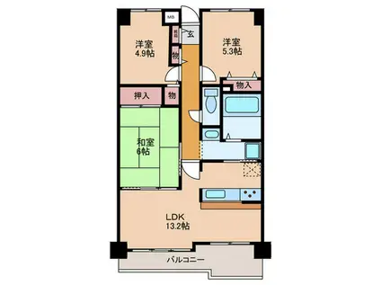 ルモン泉大津(3LDK/4階)の間取り写真