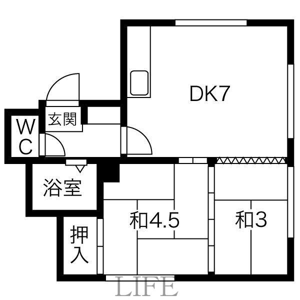 コーポ杉本(2DK/2階)の間取り写真