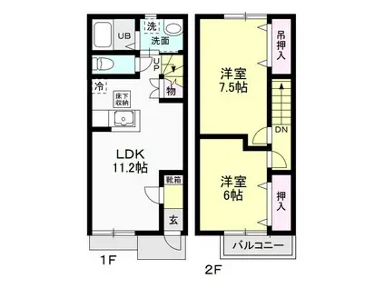 フォー・リーフ(2LDK/1階)の間取り写真