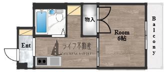 リビーナ東花園(1K/2階)の間取り写真