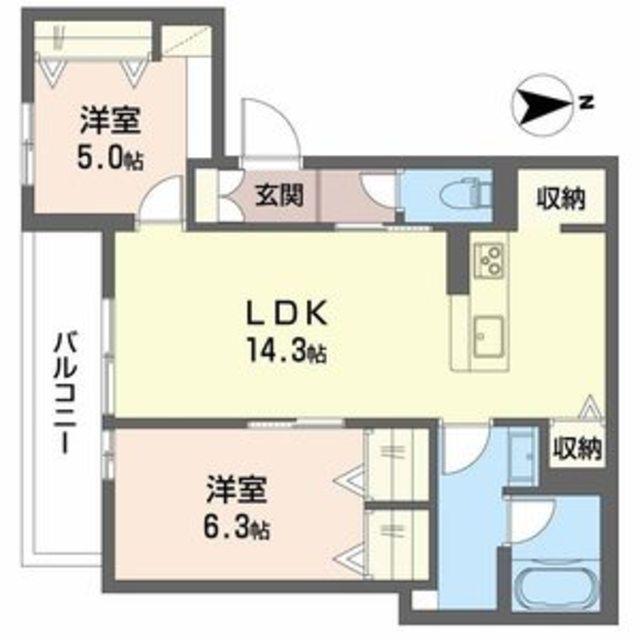 スプレンドーレ新金岡(2LDK/2階)の間取り写真