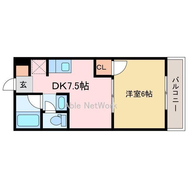 サントール白萩(1DK/1階)の間取り写真