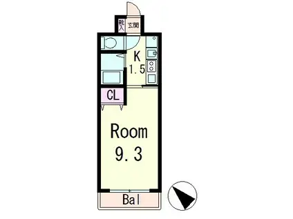 セトルはまおおつ(1K/3階)の間取り写真