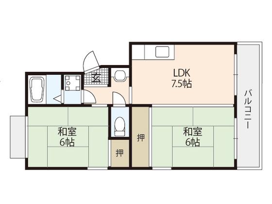 しづマンション(2DK/3階)の間取り写真