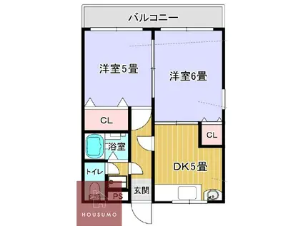 ハイツNY(2DK/3階)の間取り写真