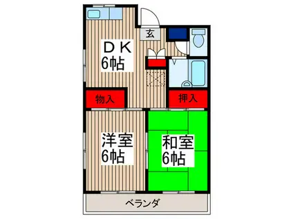 大野マンション(2DK/2階)の間取り写真