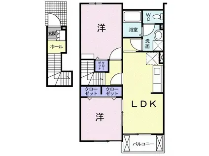 カントリーブライト A(2LDK/2階)の間取り写真