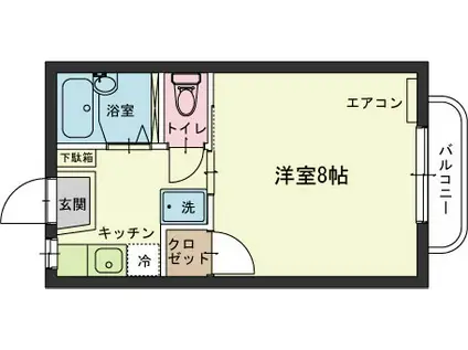 カーサK(1K/1階)の間取り写真