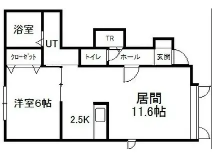 ボックス南D(1LDK/1階)の間取り写真