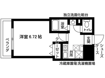 ヒルズ八幡山(1K/3階)の間取り写真