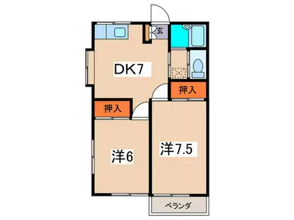 アゼリアハイム2(2DK/1階)の間取り写真